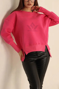 Sudadera con Capucha de Forro Polar Rosa, Corte Regular, Cierre de Cremallera, Manga Larga, Color Sólido, Estilo Casual, Logotipo Frontal con Impresión por Transferencia Térmica - Product Image 5