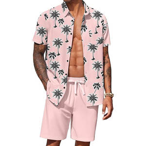 Conjunto de Camisa y Pantalones Cortos de Lino para Hombre, Ropa de Playa Transpirable, Conjunto de Verano Moderno para Hombre, Camisa y Pantalones Cortos a Juego - Product Image 1