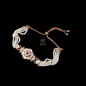 Atharva Polki Designer Rakhi Bracelet-Cultural Collectible Jewelry - Product Image 1