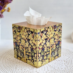 Boîte à mouchoirs décorative avec motif Arbre de Vie de William Morris, porte-serviettes carré en bois, par blossom craft india - Product Image 1