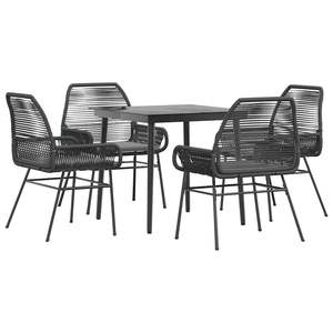 Conjunto de comedor para jardín mediano con cubiertas extraíbles de poliratán negro - Product Image 2