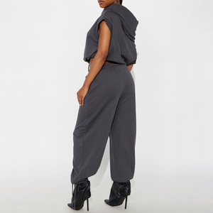 New Arrived Women Summer Sportswear Jogger 2 Piece <b>Set</b> Gym Fitness Causal Hoodie Loose Gray Sweatpants <b>Set</b> Women Jogger <b>Sets</b> - Product Image 2