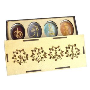 Cristaux d'Agate Colorés en Forme de Cœur, Ensemble de Pierres Chakra SANSKRIT Sculptées et Gravées, Thème Amour, Style Mascotte, Décoration Feng Shui pour la Maison - Product Image 5