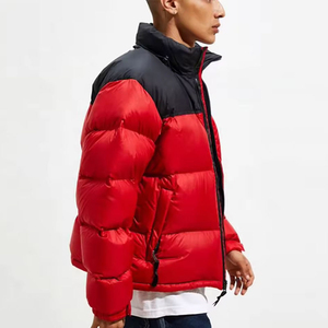 Retro-style Black <b>Red</b> Men's Puffer <b>Jacket</b> High Quality Made Stand Collar 100% Polyester Fiber Filling <b>Waterproof</b> Windproof - Product Image 5