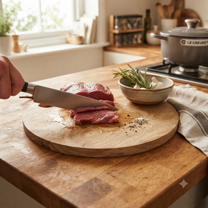 Planche à fromage ronde en bois d'acacia avec poignée, plateau de service, planche à découper pour la cuisine, la maison, le restaurant, vente en gros - Product Image 5
