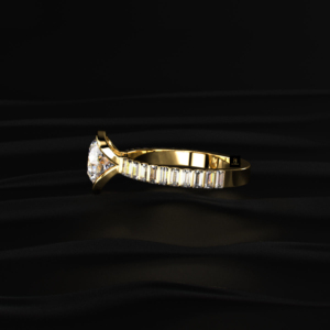 Anillo de Diamantes con Corte Brillante Redondo y Baguette, Certificado IGI, Color D a F, Oro Amarillo, Blanco y Rosa, Anillo de Compromiso y Boda Atemporal - Product Image 5