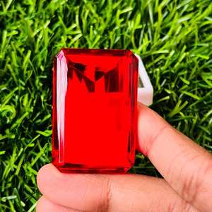 Zafiro Rojo Sintético, Cuarzo, Corte Esmeralda, Creado en Laboratorio, con una Rica Variedad de Colores, Belleza Exclusiva, Joyería Fina Versátil - Product Image 2