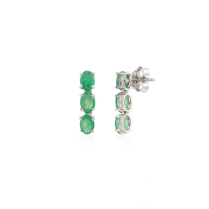 Classy Triple Tier Natural Oval Cut <b>Emerald</b> May Birthstone <b>Drop</b> <b>Earrings</b> in 925 Sterling Silver Jewelry For Women's Accessories - Product Image 5