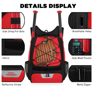 Bolsas de Béisbol Personalizadas de Alta Calidad, Gran Capacidad, Portátiles, para Equipo Deportivo, con Mochila de Béisbol Personalizada con Soporte para Bate - Product Image 6