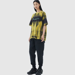 เสื้อยืดสตรีทแวร์ผู้ชายทรงโอเวอร์ไซส์ ไหล่ตก ลายกราฟิกแนวอนาคต เสื้อยืดสตรีทแวร์ไซเบอร์พังก์ พิมพ์ลายตามสั่ง - Product Image 5