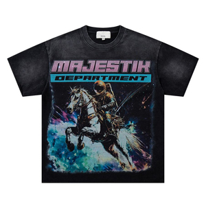 เสื้อยืดขายดี เสื้อยืดวินเทจผู้ชาย MAJESTIK ประดับเพชรเทียม แขนสั้น ใส่เที่ยวในเมืองสหรัฐอเมริกา - Product Image 1