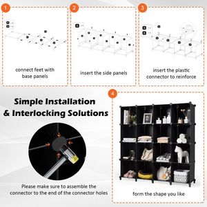 Organizzatore di Stoccaggio in Plastica a 16 Cubi con Telaio in Acciaio Antiruggine - Product Image 3