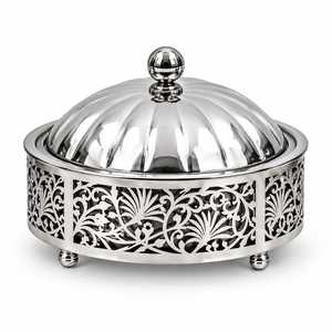 Shiny Silver Plated Hot Pot Hotel Table Top <b>Food</b> Supplies Exclusive Hammered Design Casseroles <b>Server</b> Hot Pot Supplier - Product Image 4