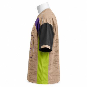 Camiseta de Fútbol Americano para Hombre, Cuello en V, Manga Corta, Malla Transpirable, Números de Equipo Personalizados 99, Morado, Negro, Dorado - Product Image 5