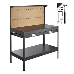 Banco da Lavoro in Legno Massiccio da 120 cm, Capacità 110 kg, 4 Prese AC e 2 Porte USB, Nuovo - Product Image 1