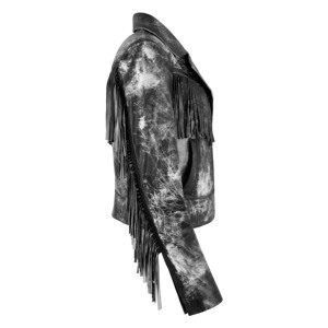Chaqueta de Cuero Napa 100% Personalizada para Mujer, Estilo Vintage Desgastado, con Flecos, Estilo Biker, Corta, Estilo Vaquera, para Motocicleta - Product Image 2