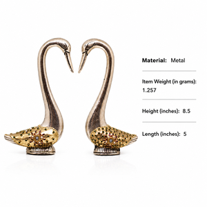 Handmade Silver Plated Swan Pair Showpiece Traditional Indian Handicraft Decorative Tabletop Loving <b>Birds</b> Living Room <b>Decor</b> - Product Image 6