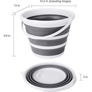 Seau pliable de 10 litres (2,6 gallons) avec poignée, gris et blanc, pour une utilisation en intérieur et en extérieur - Product Image 6