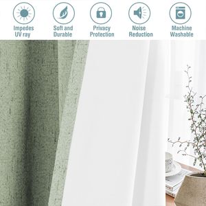Tende Oscuranti 100% Verde Salvia 107 cm x 213 cm, 2 Pannelli con Occhielli Solidi - Product Image 2