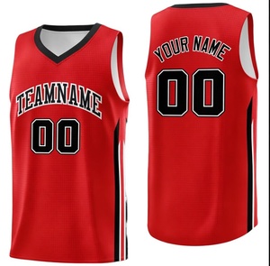 Camiseta de Baloncesto Sublimada Personalizada, Blanca, Roja y Negra, Cuello en V, Sin Mangas, Uniforme de Malla Transpirable para Adultos, Unisex, Ropa de Equipo - Product Image 6