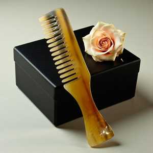 Handcrafted Natural Horn <b>Wide</b> Tooth <b>Comb</b>: Detangling, Anti-Static | Valentine’s Gift for Her | Pocket <b>Comb</b> with 12cm - Product Image 4