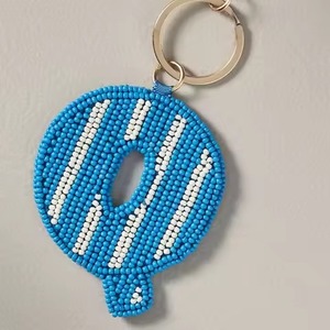 H Luxury Seed Beads Embroidery Keychain With Floral Art Stylish Handmade Beaded Keychain With Colorful Design - Product Image 4