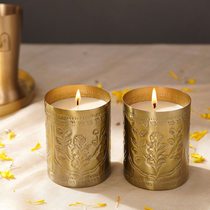 <b>Bronzed</b> Iron Hammered Wax Filled <b>Candle</b> Bowl - Product Image 5