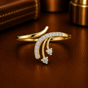 Bagues de fiançailles élégantes en or massif 14K avec diamants de laboratoire DEF VVS à double courbe et coupe ronde, vente en gros OEM - Product Image 1