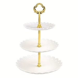 Durable Iron Metal Antique Finish 3 Tier Cupcake <b>Stand</b> Center Rod Ring Handle Fluted Dessert Display Tray Server for <b>Tea</b> Parties - Product Image 5