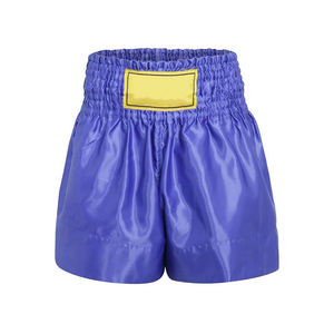 Pantalones Cortos de Boxeo de Poliéster Elástico de Alta Calidad para Hombre y Mujer – Corte Holgado, Cintura Alta con Parche Amarillo, Hechos en Pakistán - Product Image 1