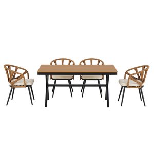 Set da Giardino Contemporaneo U_Style con Sedie in Rattan PE e Tavolo in Legno Plastico per Giardini e Prati - Product Image 1