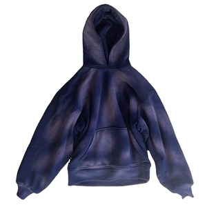 Sweat-shirts à capuche en molleton français de haute qualité, délavés à l'acide, effet usé, couleur unie, manches longues, pour hommes, effet soleil éclairé, en vente - Product Image 4