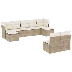 Conjunto de Sofás Modulares Grandes de Ratán Sintético PE Beige para Jardín, Muebles de Jardín Modulares Cómodos - Product Image 2