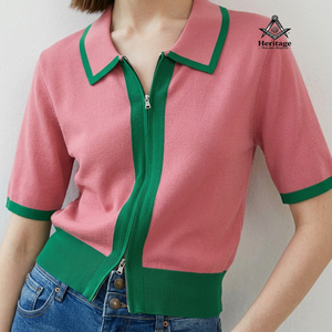 HMR Personalizado Alfa |   Kapa |   Suéter Acrílico Transpirable Alpha para Mujer, Verde y Rosa, con Mangas Reales, Estilo Griego, para Hermandades - Product Image 1