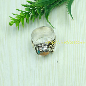 Orange Spiny Oyster Turquoise Handmade <b>Ring</b> 925 Sterling Silver And Brass <b>Statement</b> Vintage Artisan Gemstone Jewelry For Women - Product Image 2