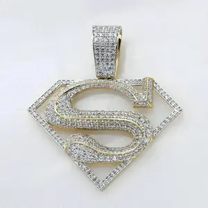 จี้ตัวอักษรแบบ Iced Out ชุบทอง 14K เงินสเตอร์ลิงและเพชรโมอิสซาไนต์ สร้อยคอฮิปฮอปสำหรับผู้หญิง - Product Image 4