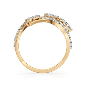 Women's Yellow Gold Three Stone Emerald Cut <b>Diamond</b> <b>Ring</b> Classic Engagement <b>Ring</b> - Product Image 3