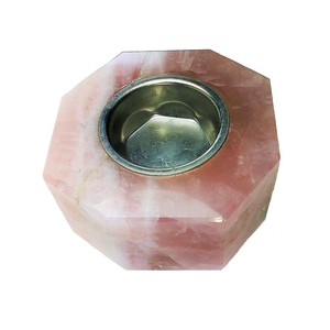 Crystal Stone Candle Holder Hexagonal Rose Quartz Natural Crystal Candle Holder Gemstone Agate Candle Holders Healing Wholesaler - Product Image 1