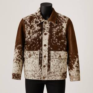 Veste de moto en cuir de vache véritable, faite à la main, avec fermeture à boutons brodés, motif animalier, col montant, pour femme. - Product Image 2