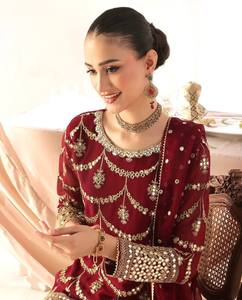 Ensemble de salwar kameez brodé pour femmes, rouge, tenue traditionnelle indienne, tenue ethnique pakistanaise, dupatta, robe de fête, robe de mariage - Product Image 4