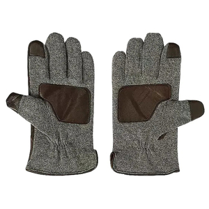 Men's <b>Equestrian</b> Riding Gloves Grey Textile With Leather Palm Grip Solid Color Regular Fit - Product Image 1