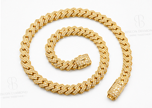 Premium Cuban link chain <b>necklace</b> in 18K yellow gold iced out with hand set lab grown diamonds bold hip hop luxury <b>statement</b> - Product Image 6
