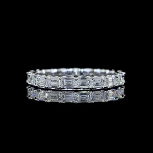 Lab Grown <b>Emerald</b> Cut Diamond Eternity Wedding <b>Band</b> <b>Ring</b> in 10K 14K 18K Gold 925 935 Silver - Product Image 1