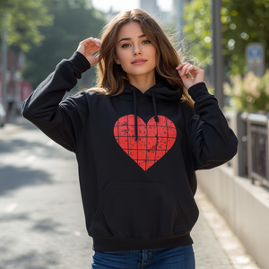 <b>Hearts</b> Print Hoodie Cute Graphic Cotton Fleece Pullover Sweatshirt with OEM ODM Customization - Product Image 1