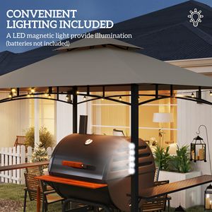 8 'X 5' all'aperto Barbecue kaki griglia Gazebo con luce a LED 2 ripiani laterali ganci apribottiglie categoria pergolato e baldacchino - Product Image 6
