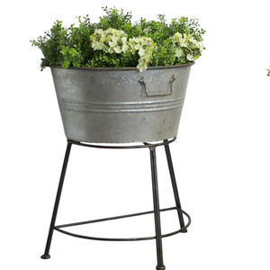 Bac à plantes carré en acier galvanisé avec support, étanche, pour intérieur/extérieur, évier utilitaire et seau à glace pour jardinage ou stockage - Product Image 2