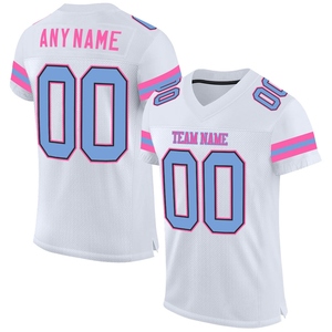 Venta al por Mayor Directa de Fábrica, Jersey de Fútbol Auténtico Personalizado en Blanco, Azul Claro y Rosa - Product Image 1