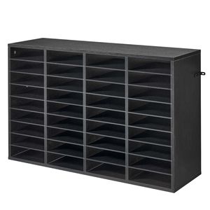 Organizzatore da Ufficio in Legno a 36 Scomparti con Vassoi Portadocumenti Rimovibili in Truciolato - Product Image 1