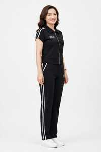 <b>Women's</b> Maroon <b>White</b> Color Block Printed 2-in-1 <b>Tracksuit</b> Set Full Sleeve Turtleneck Zipper Sporty Loose Fit Joggers Front Side - Product Image 6