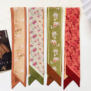 Foulard en Soie Satinée Motifs Floraux Printemps 2026 pour Femme, Ruban de Luxe pour Anse de Sac, Foulards Fins en Soie pour Cheveux, Bandeau d'Été pour Femme - Product Image 4